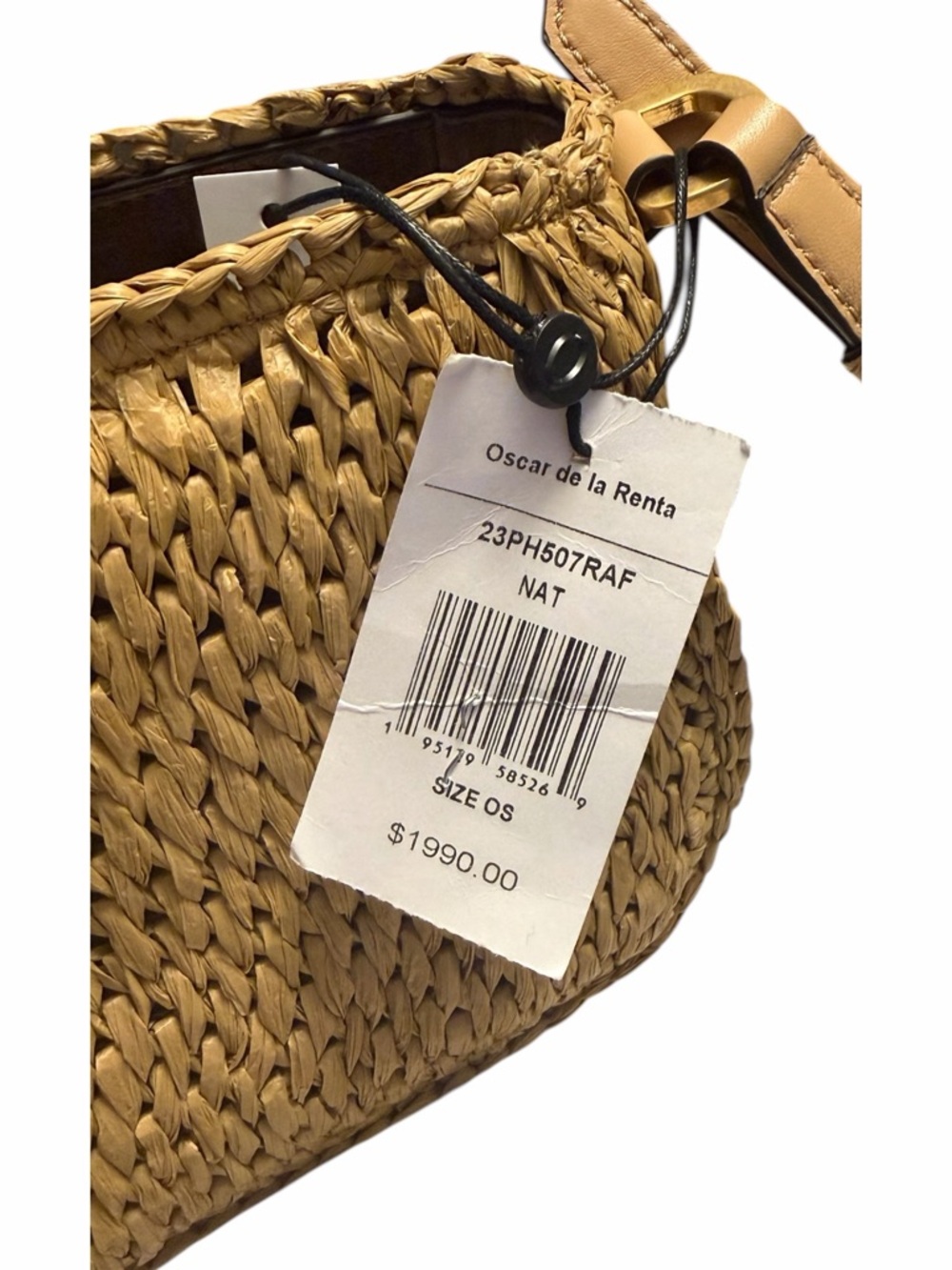 Oscar de la Renta Oath Raffia Crochet Crossbody Bag Gold Hardware NWT - Picture 7 of 12